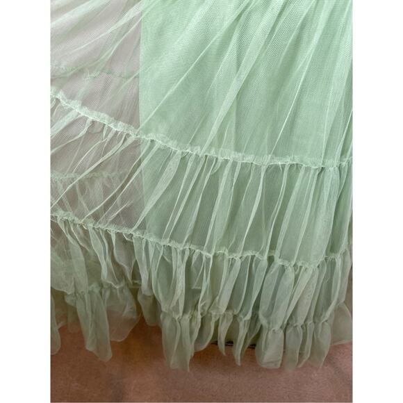 ALICE + OLIVIA Chara Tulle Scoop Neck Pistachio Green Midi Dress Size 8 - Picture 7 of 13